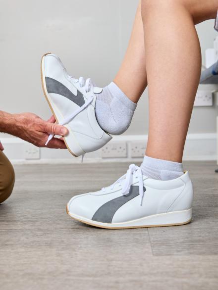 fitting halo shoes to a patient